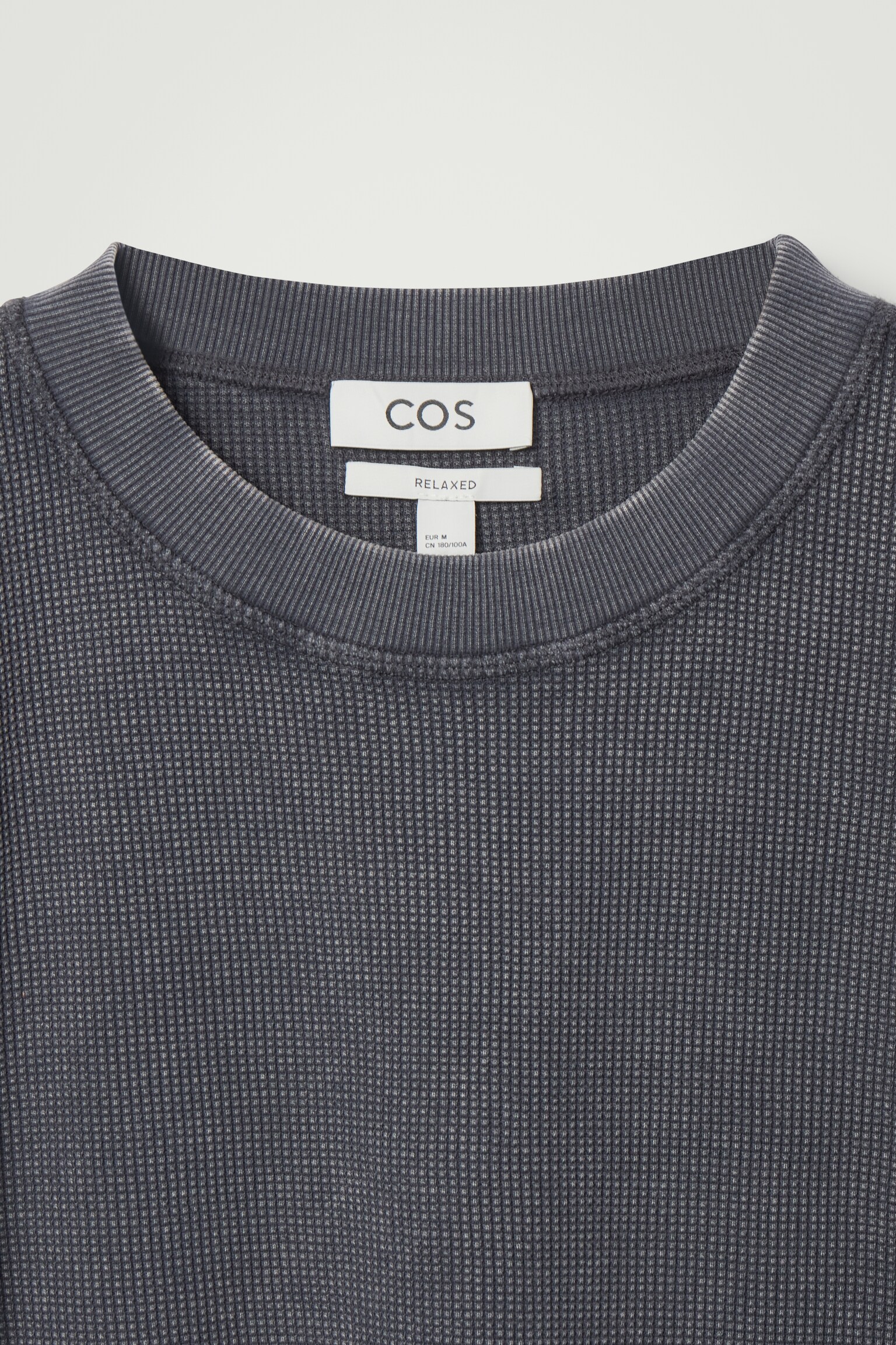 RELAXED WAFFLE-TEXTURE COTTON-JERSEY T-SHIRT - NAVY/STONE - 2