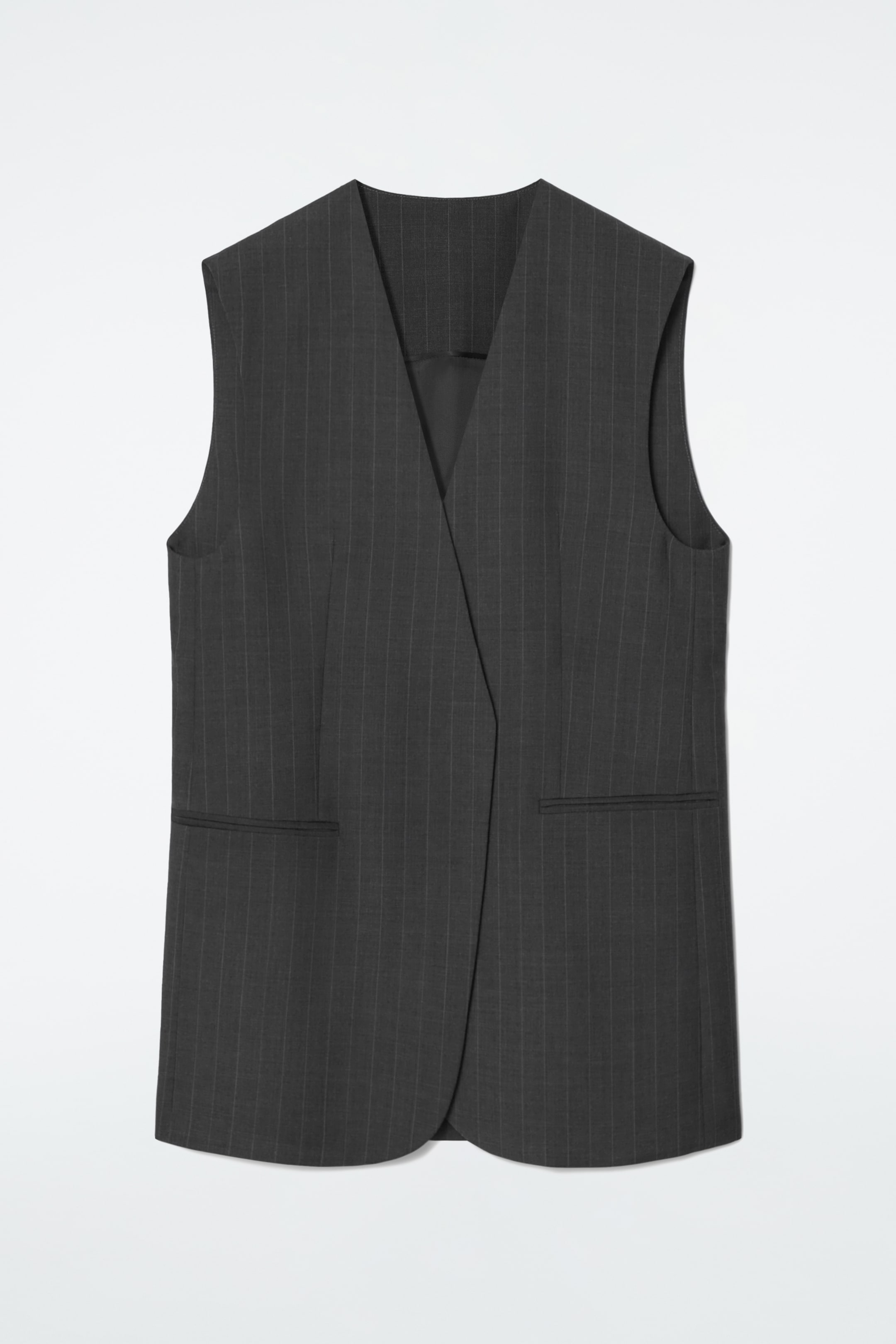 Grösseres Bild ansehen: WESTE AUS WOLLE MIT NADELSTREIFEN - DUNKELGRAU/NADELSTREIFEN - DAMEN | H&M CH 1