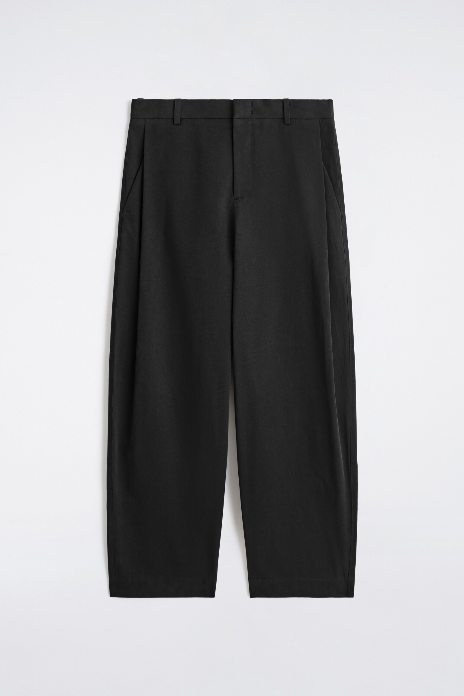 Bő szárú, redőzött pamut nadrág - FEKETE/Tengerészkék/SÖTÉTBARNA - 1