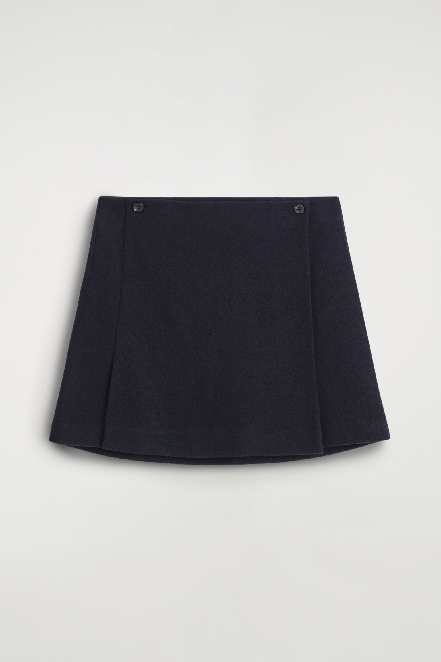 MINI-JUPE EN LAINE MÉRINOS BOUILLIE - BLEU MARINE - 2