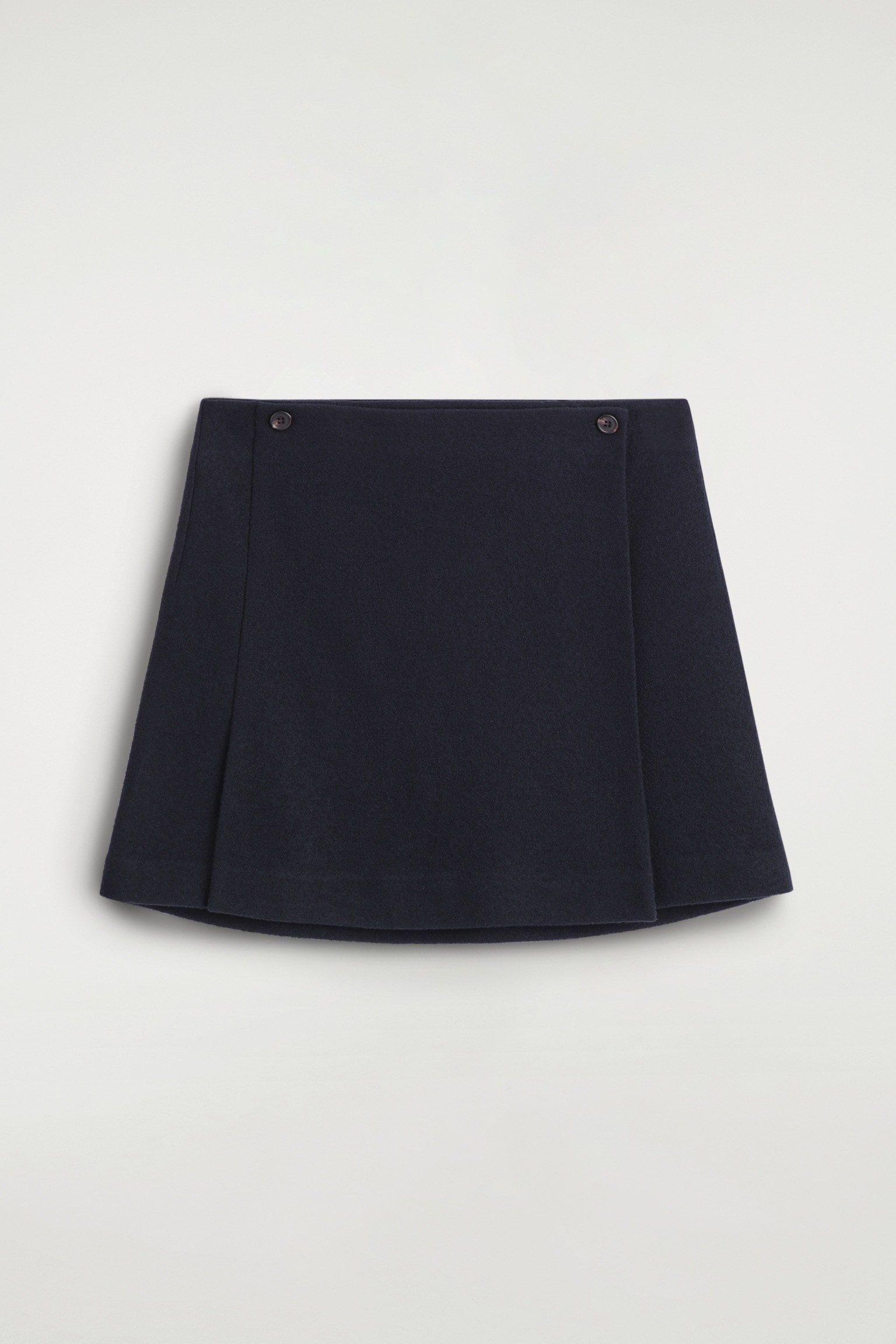 MINI-JUPE EN LAINE MÉRINOS BOUILLIE - BLEU MARINE - 2