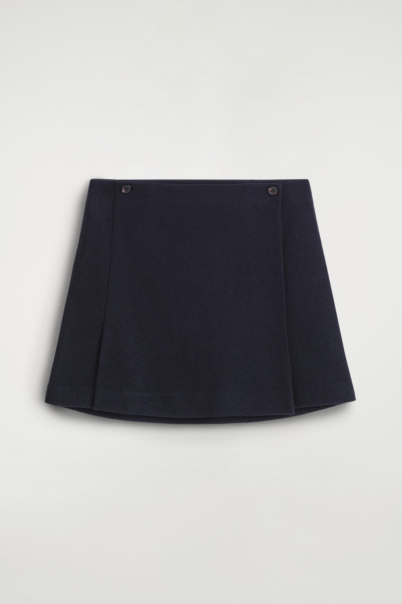 Cos Boiled Merino Wool Mini Skirt In Blue
