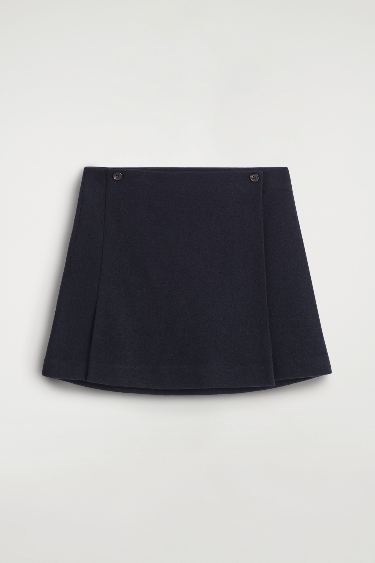 BOILED MERINO WOOL MINI SKIRT — NAVY