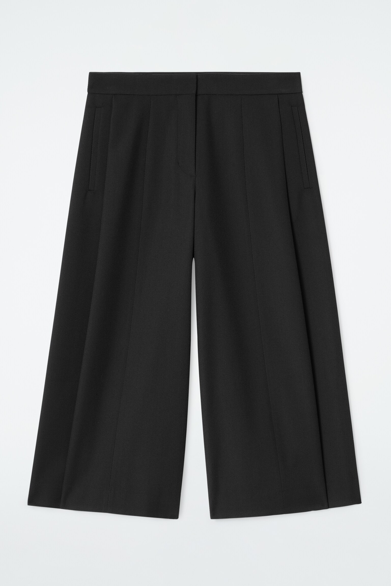PANTALON COURT LARGE EN LAINE MÉLANGÉE - NOIR - 2
