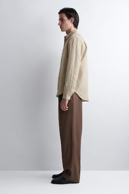 RELAXED LINEN SHIRT — BEIGE / STRIPED 3