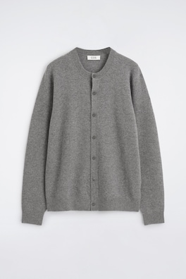PURE CASHMERE CREW-NECK CARDIGAN — GRAY MÉLANGE 7