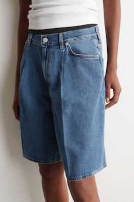 WIDE-LEG DENIM SHORTS — BLUE 4