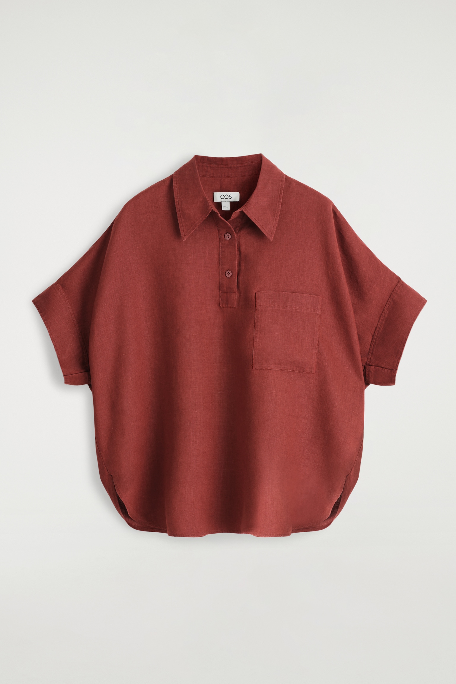 CHEMISE À DEMI-PATTE EN LIN - ROUGE PROFOND/BLANC - 2
