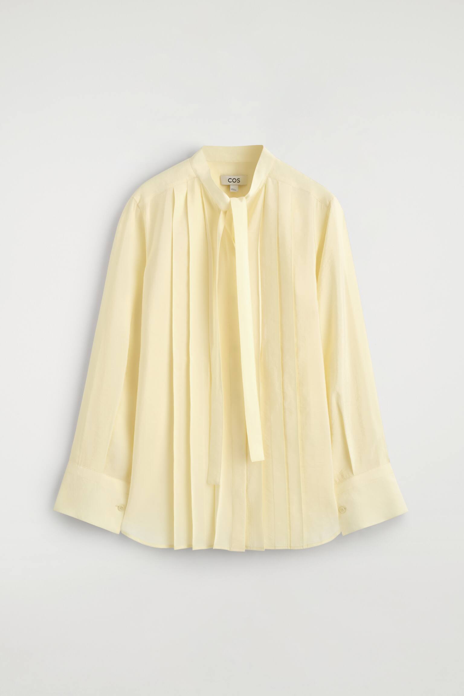 PLEATED BOW-DETAIL BLOUSE - צהוב חמאה - 1