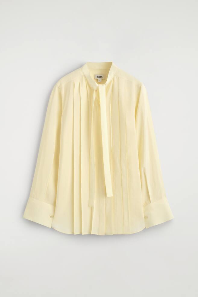 Blusa com detalhe de laço plissado - AMARELO MANTEIGA - 1