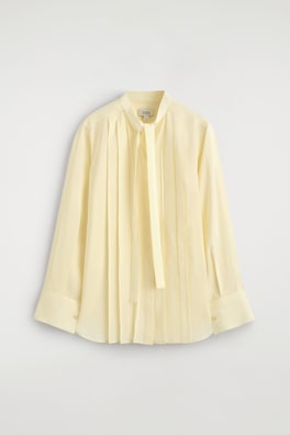 PLEATED BOW-DETAIL BLOUSE — BUTTER YELLOW 8