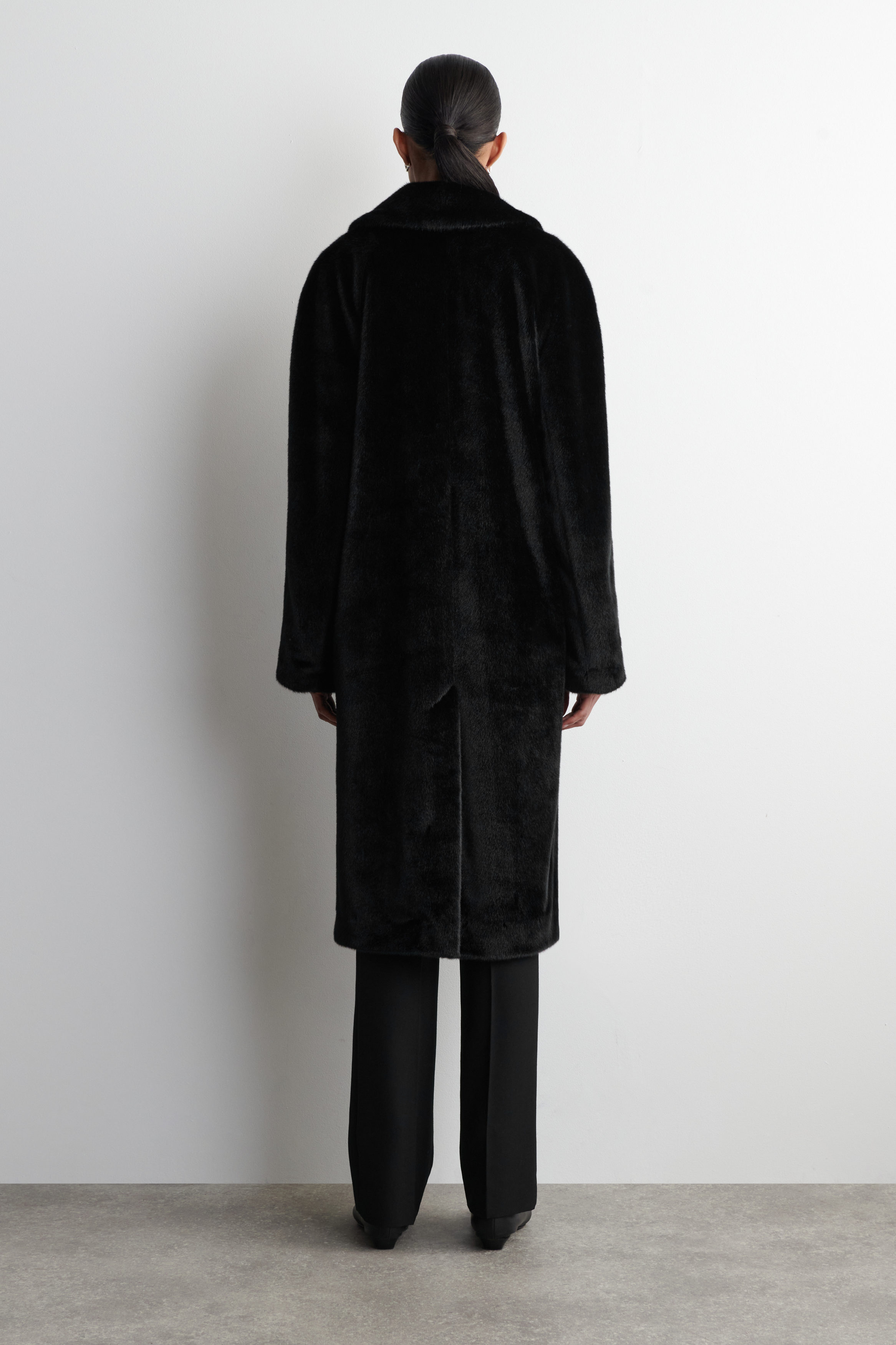 FUR-EFFECT LONG COAT - BLACK | COS US