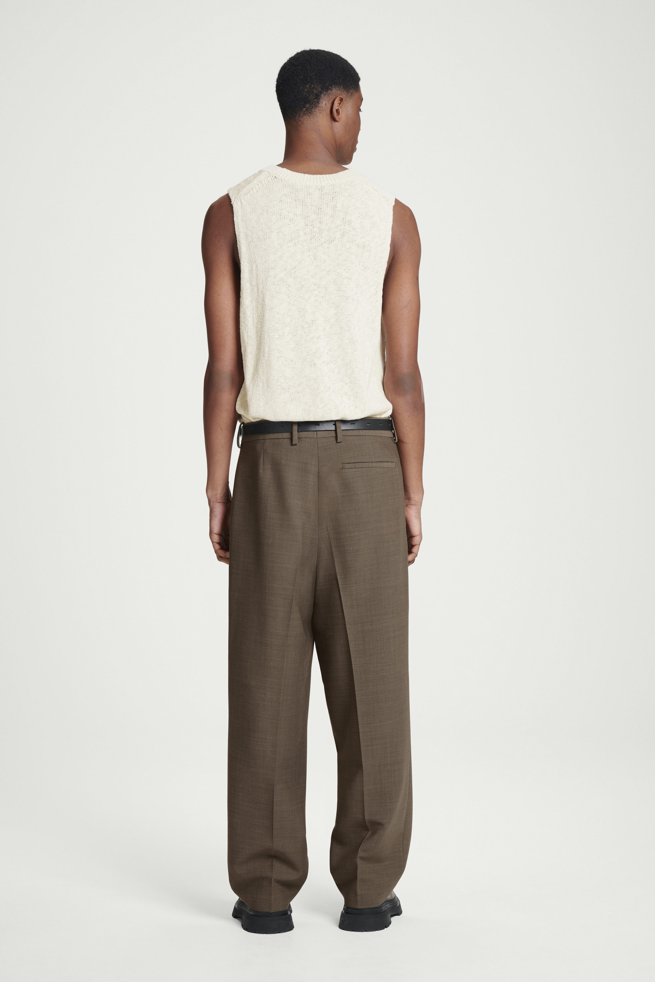 RELAXED WOOL-BLEND TAPERED TROUSERS
