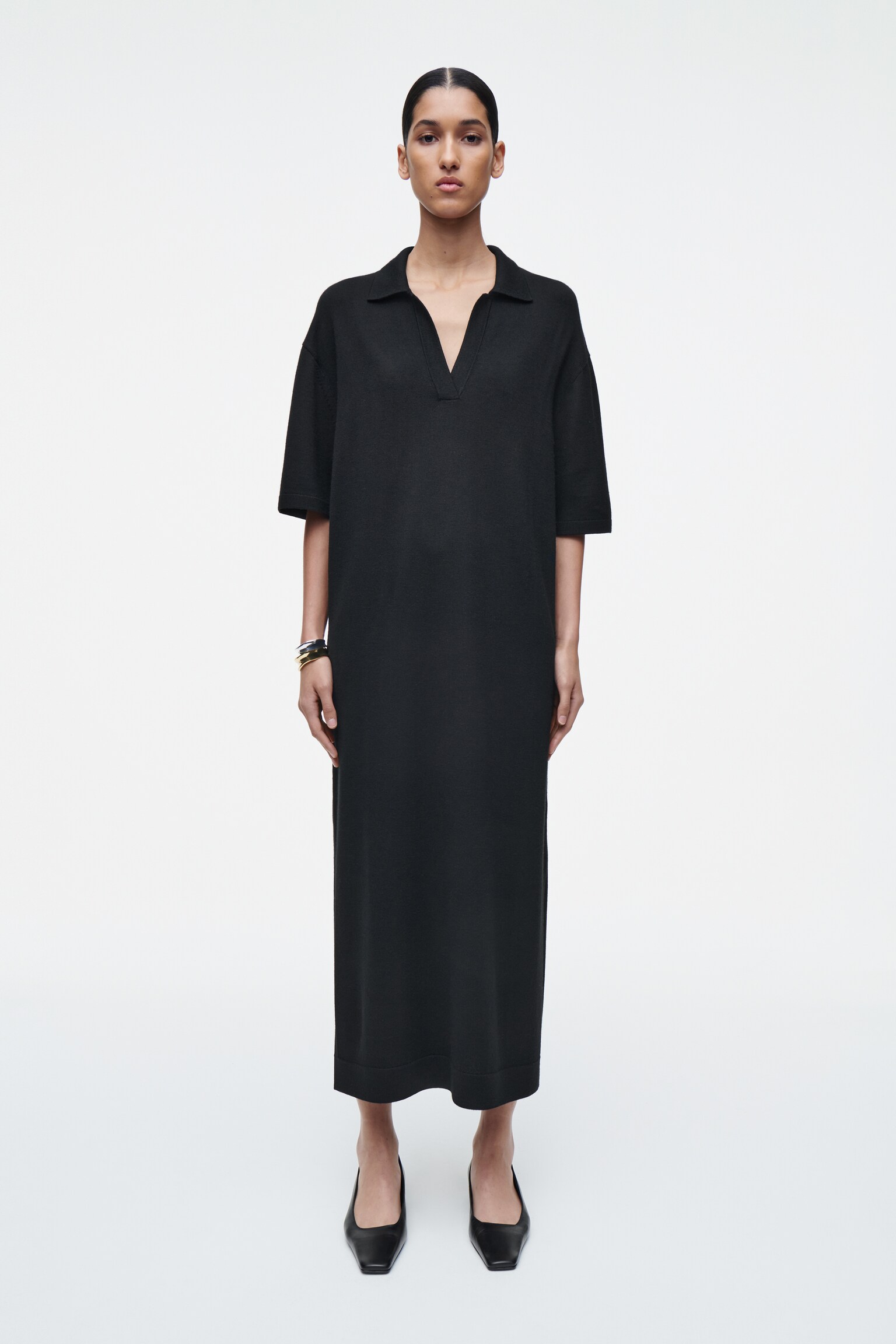 ABITO STILE POLO IN LANA MERINO - NERO/COBALTO