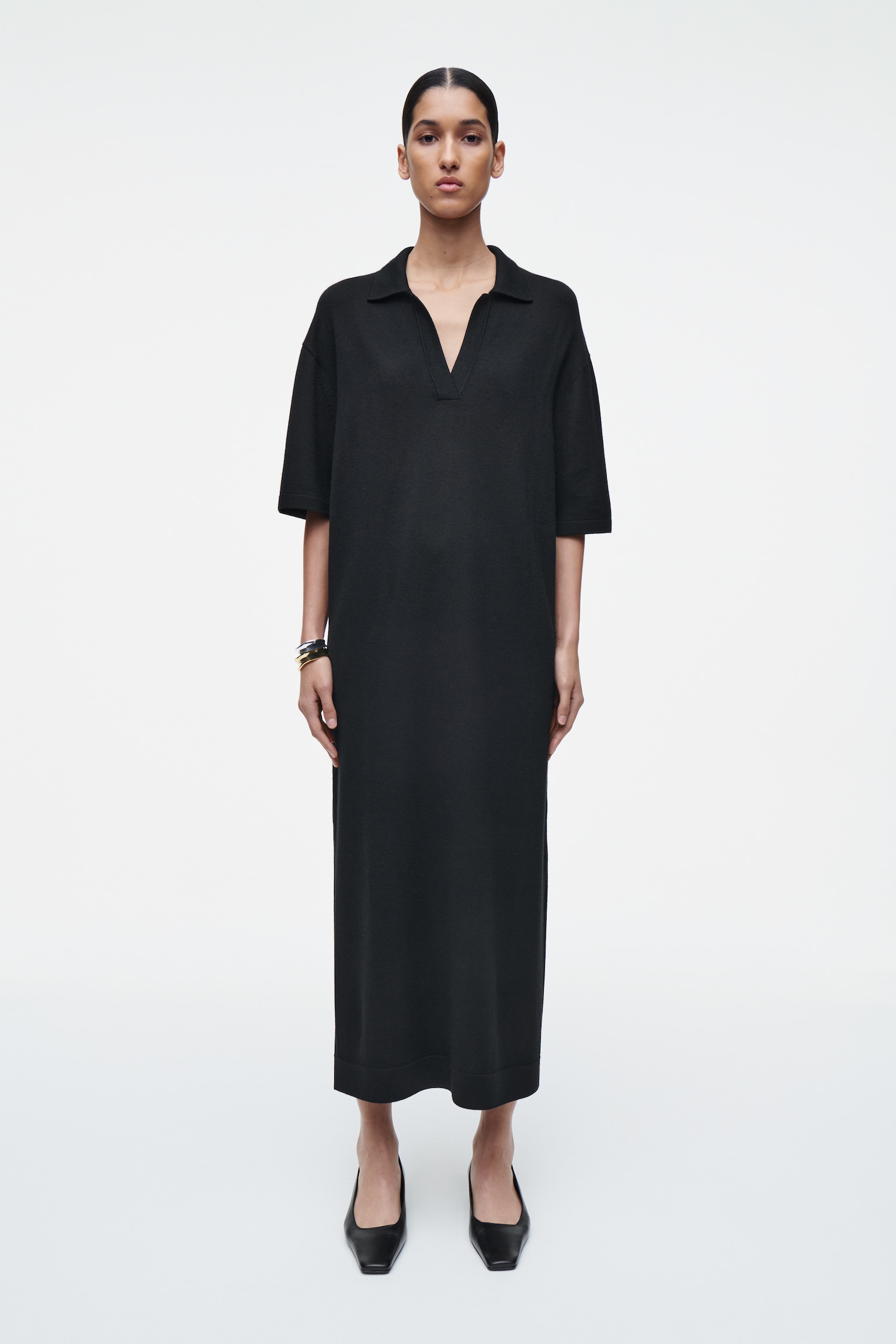 ABITO STILE POLO IN LANA MERINO - NERO/COBALTO