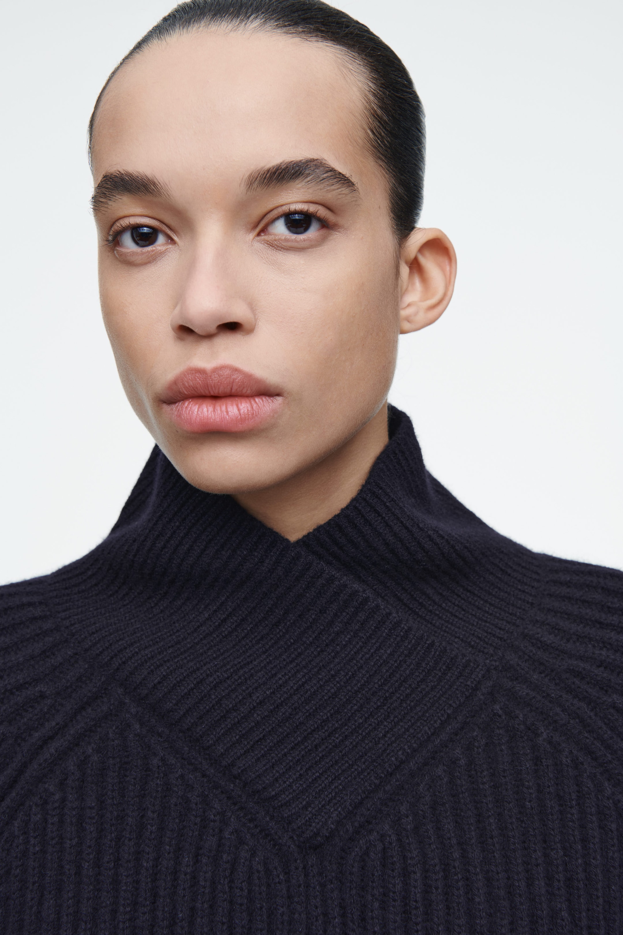 WRAP-COLLAR MERINO WOOL JUMPER
