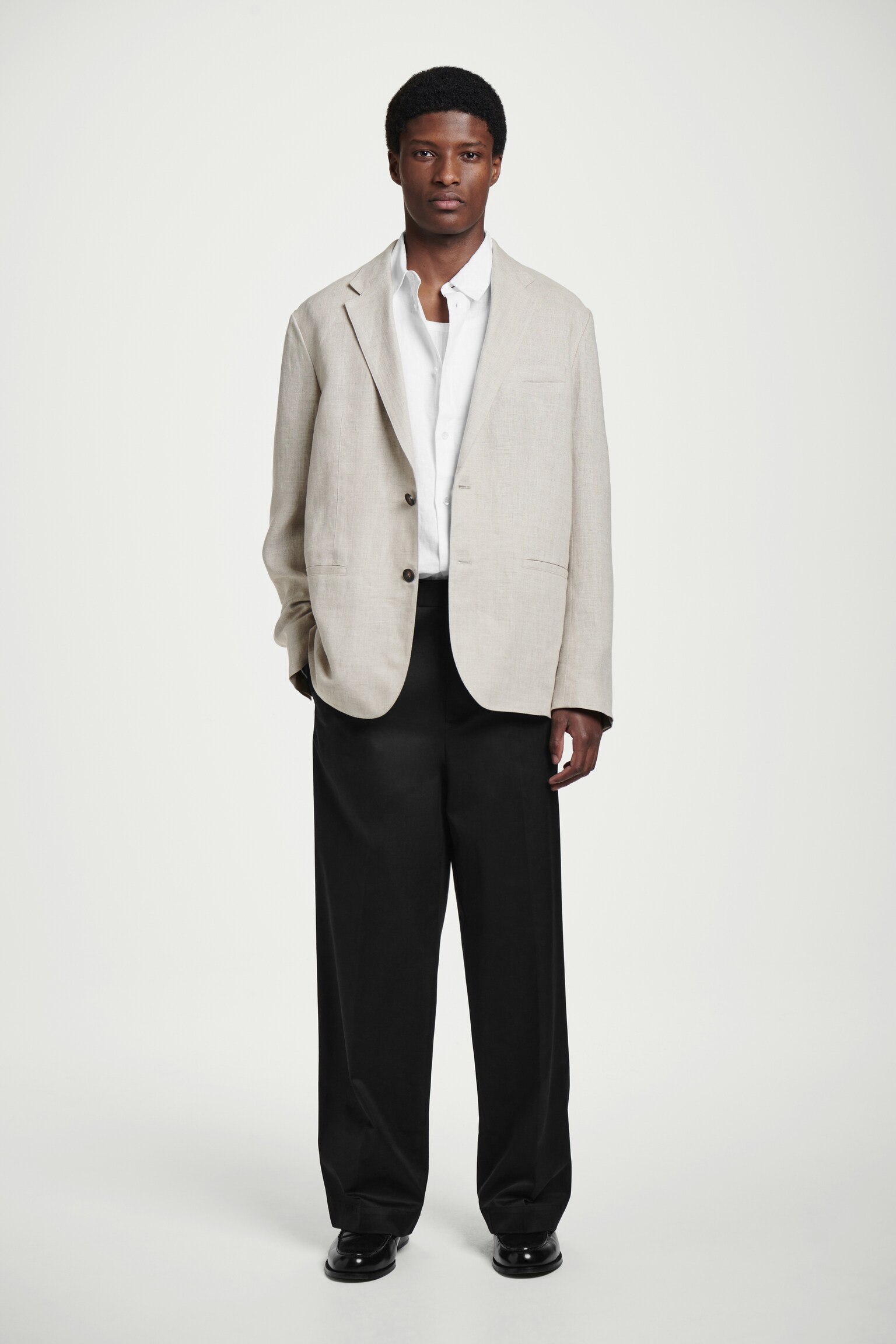 CHEMISE DÉCONTRACTÉE EN LIN - BLANC/BEIGE / RAYÉ/ABRICOT / RAYURES/BLEU MARINE/TAUPE/NOIR - 3