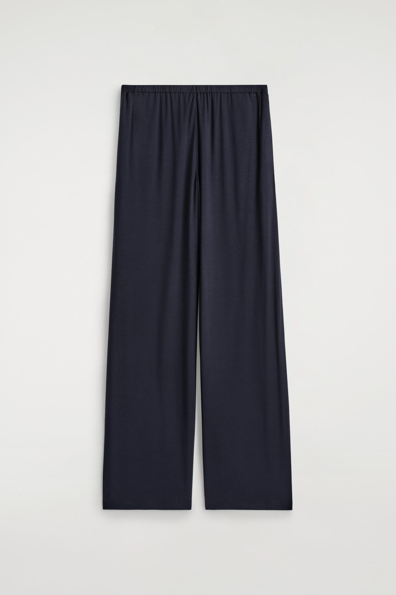 FLUID JERSEY WIDE-LEG TROUSERS — NAVY