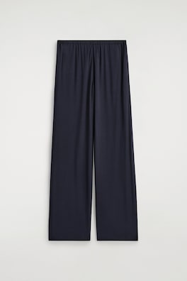 FLUID JERSEY WIDE-LEG TROUSERS — NAVY 2