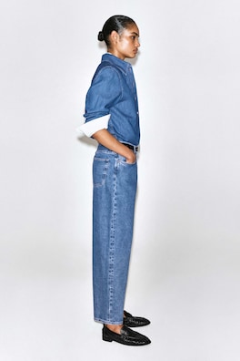 LONGLINE DENIM SHIRT — BLUE 5