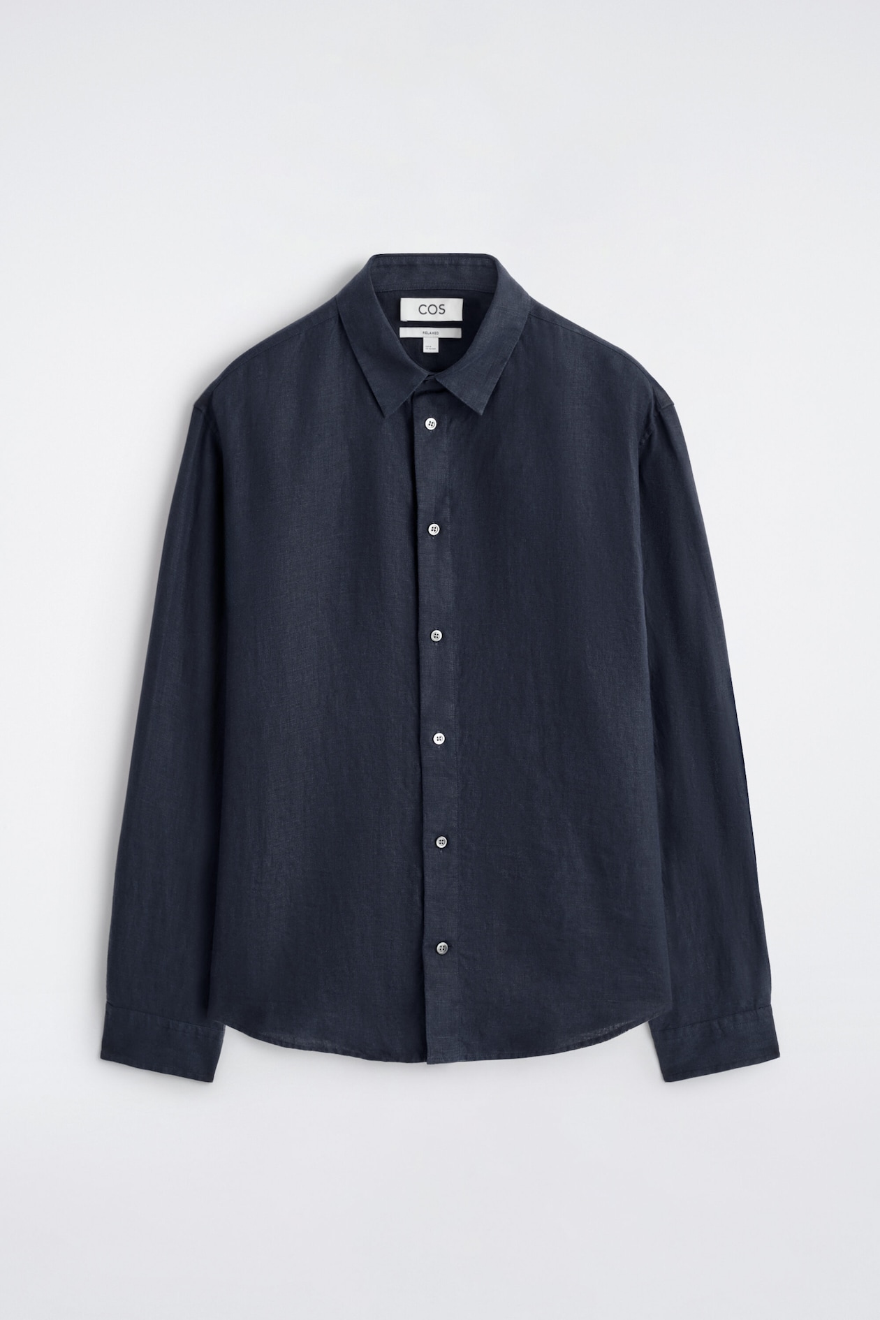 RELAXED LINEN SHIRT — NAVY
