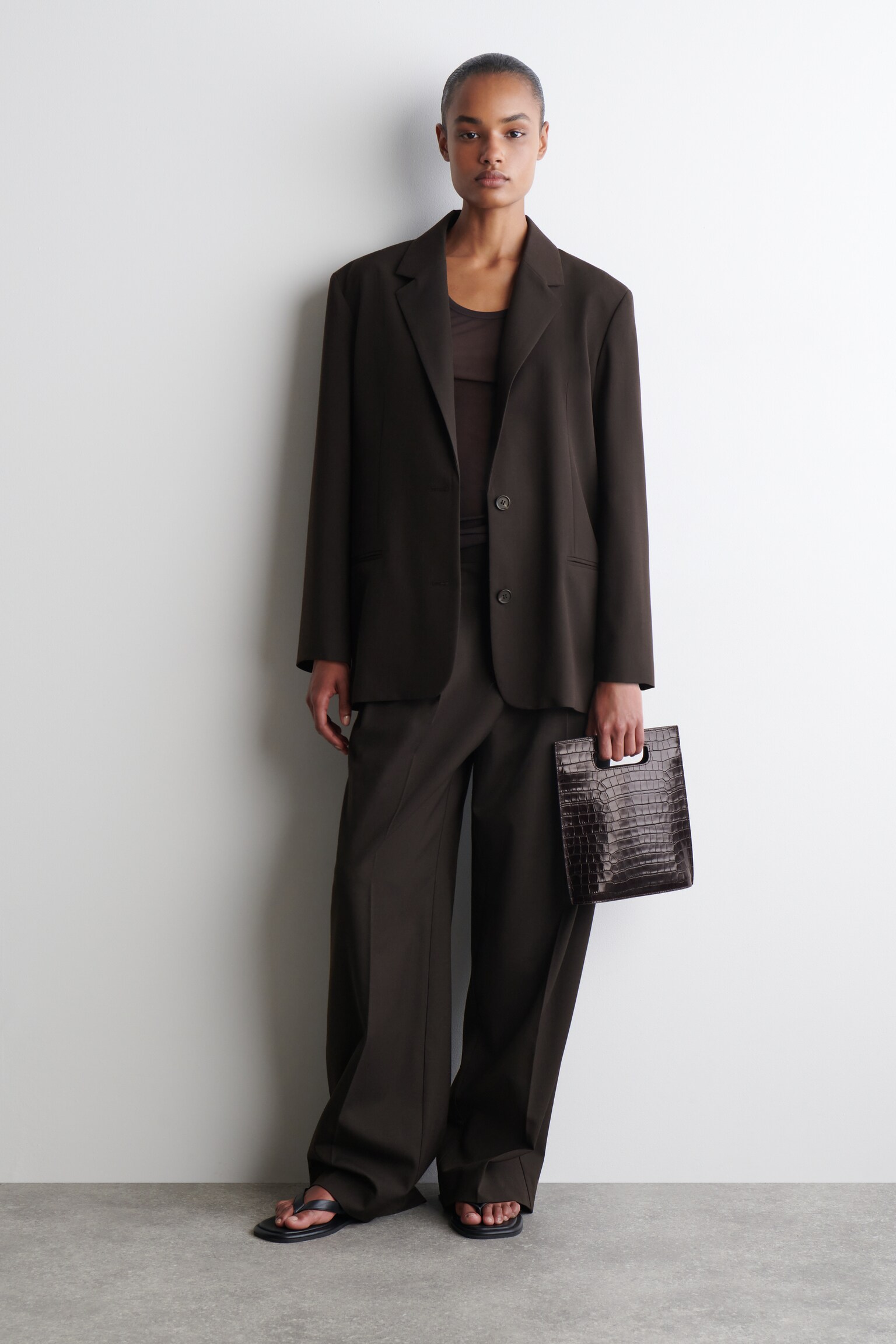 MINI SAC FOLIO - CUIR EMBOSSÉ CROCO - BRUN - 5