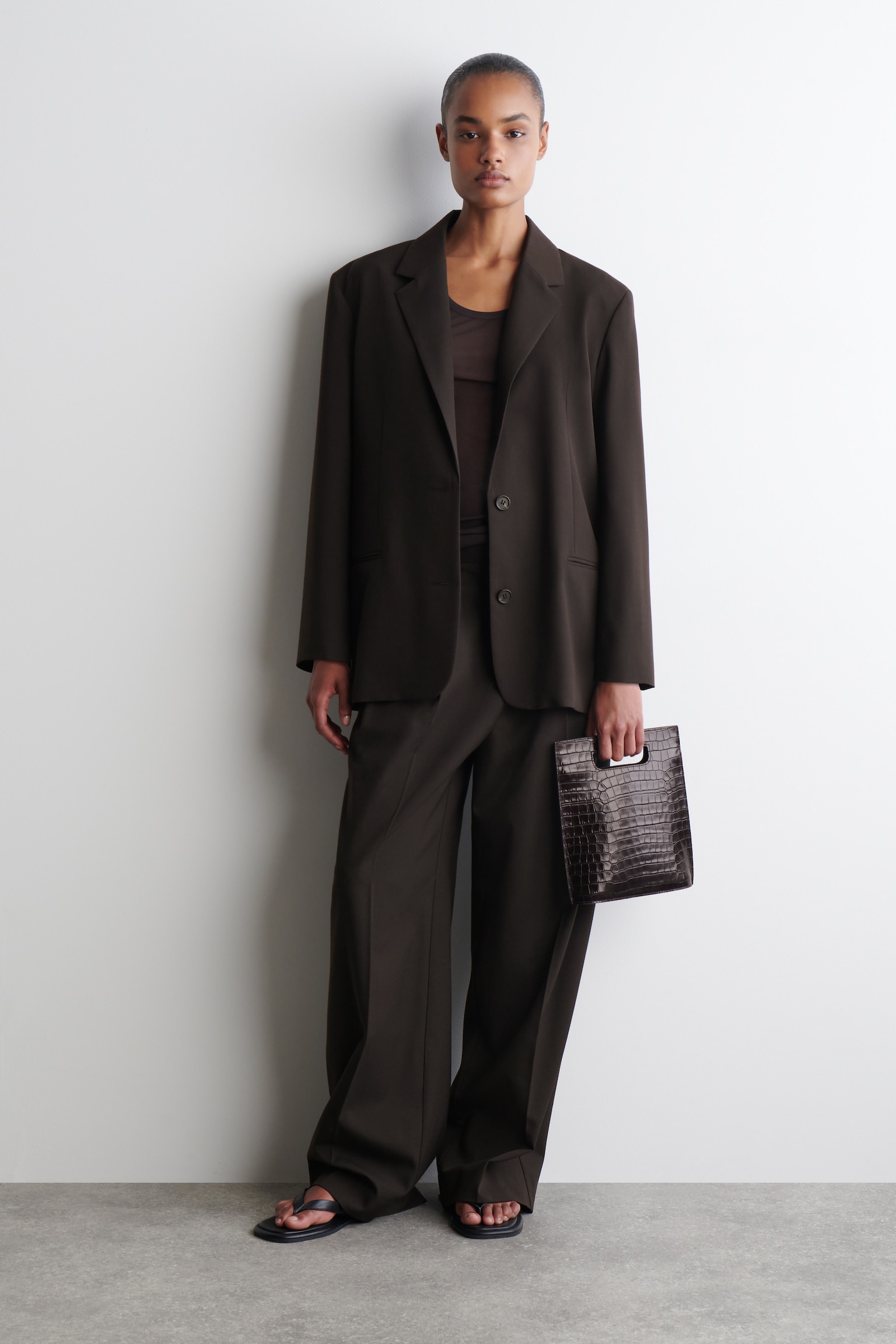 FOLIO MINI BAG - CROC-EMBOSSED LEATHER - BROWN - 4