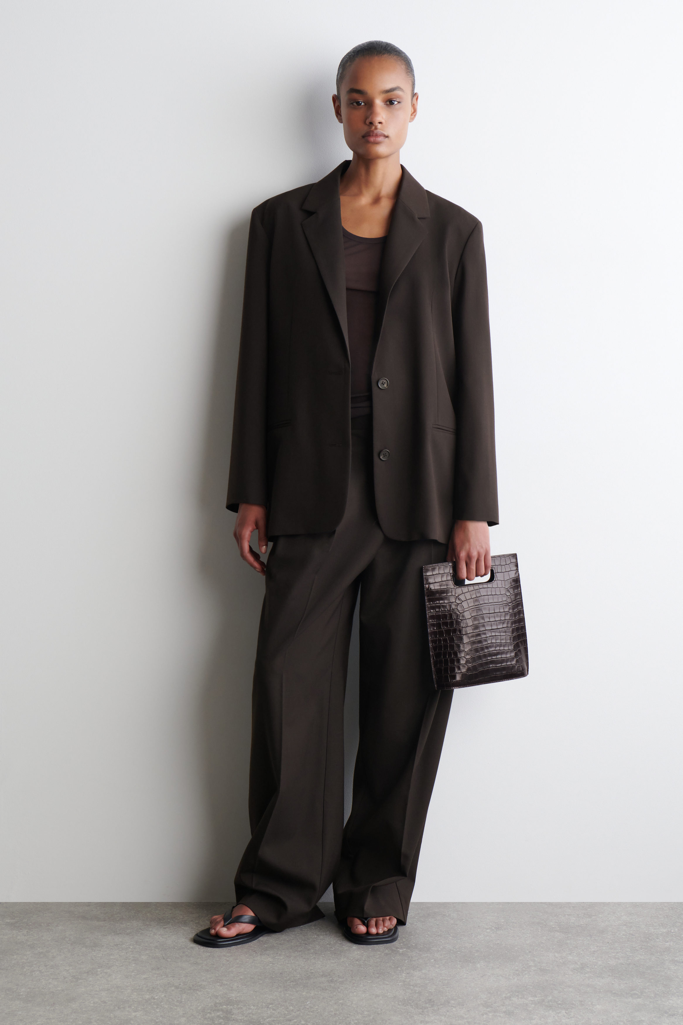 FOLIO MINI BAG - CROC-EFFECT LEATHER - BROWN | COS