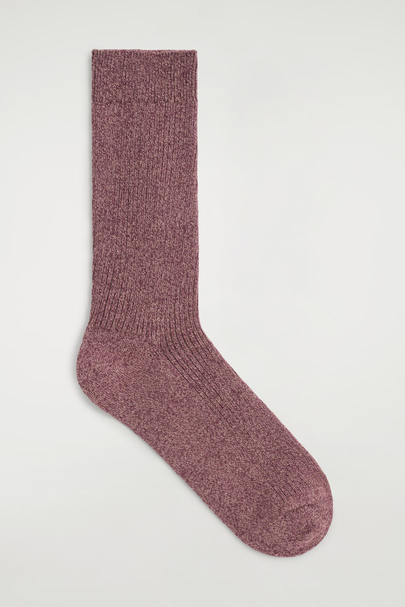 Cos Ribbed Socks In Red
