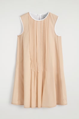 LAYERED PINTUCKED MINI DRESS — BEIGE 7