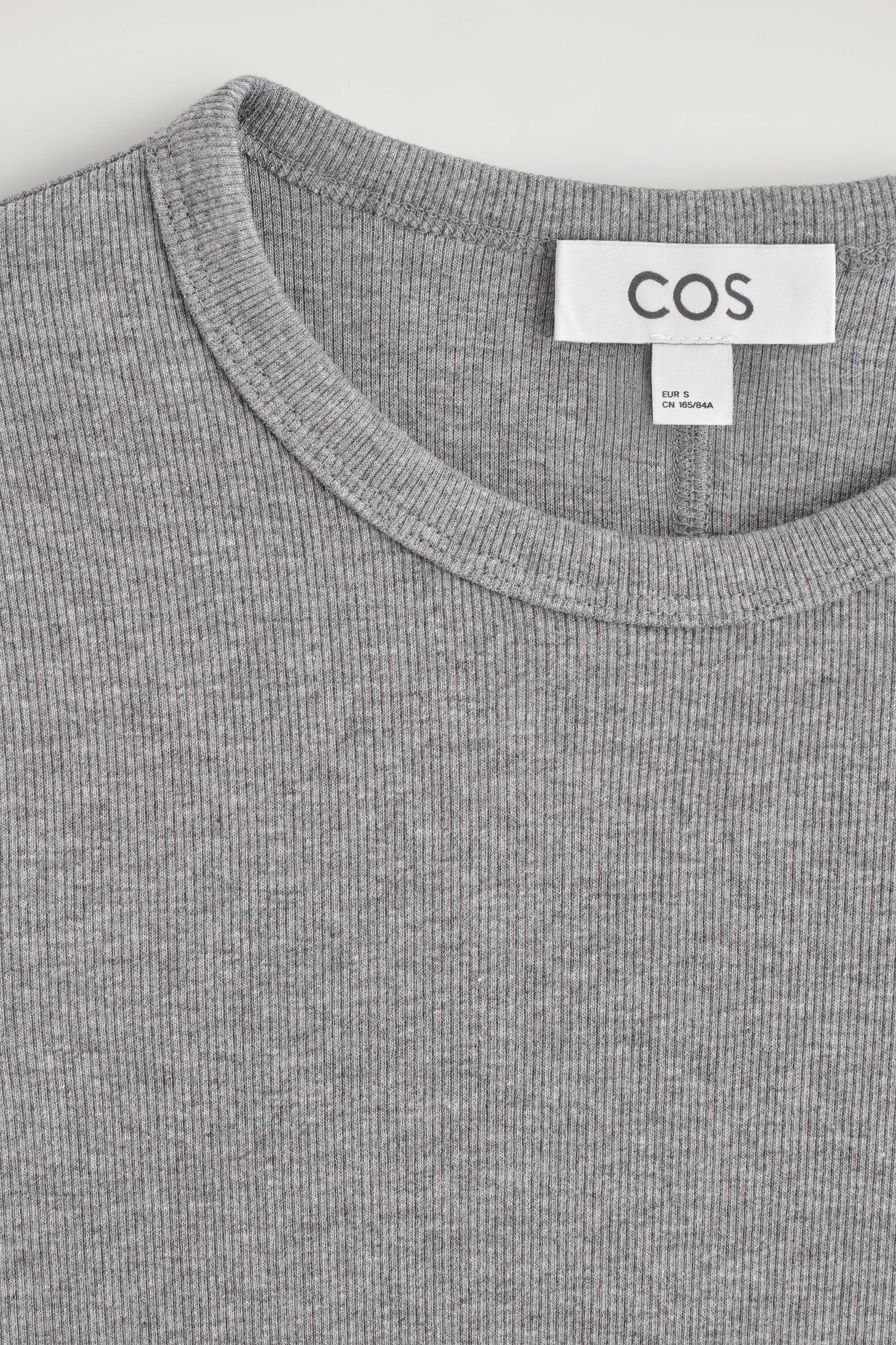 SLIM RIBBED COTTON LONG-SLEEVED TOP thumbnail 8