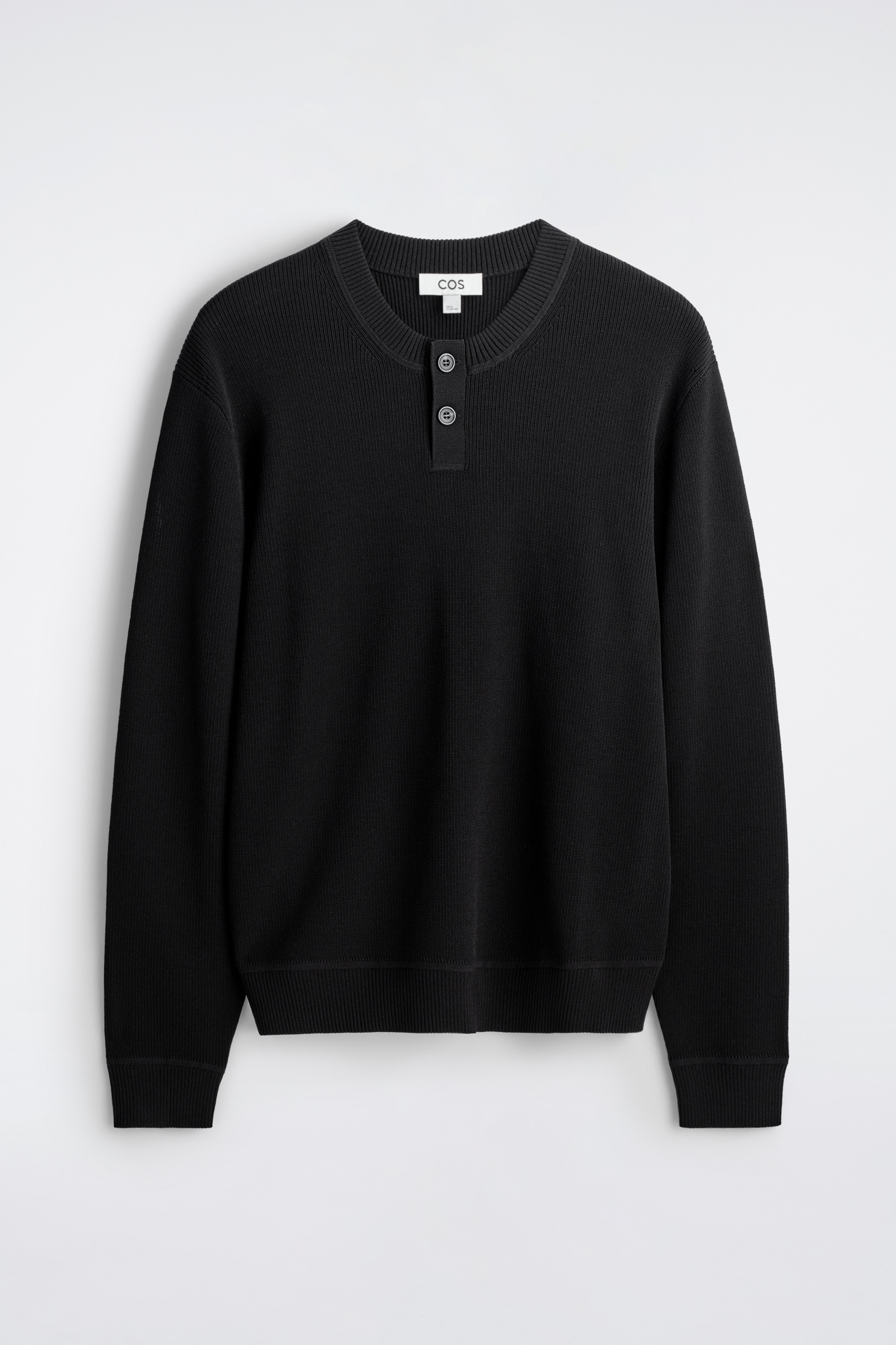SWETER HENLEY Z BAWEŁNĄ - CZARNY