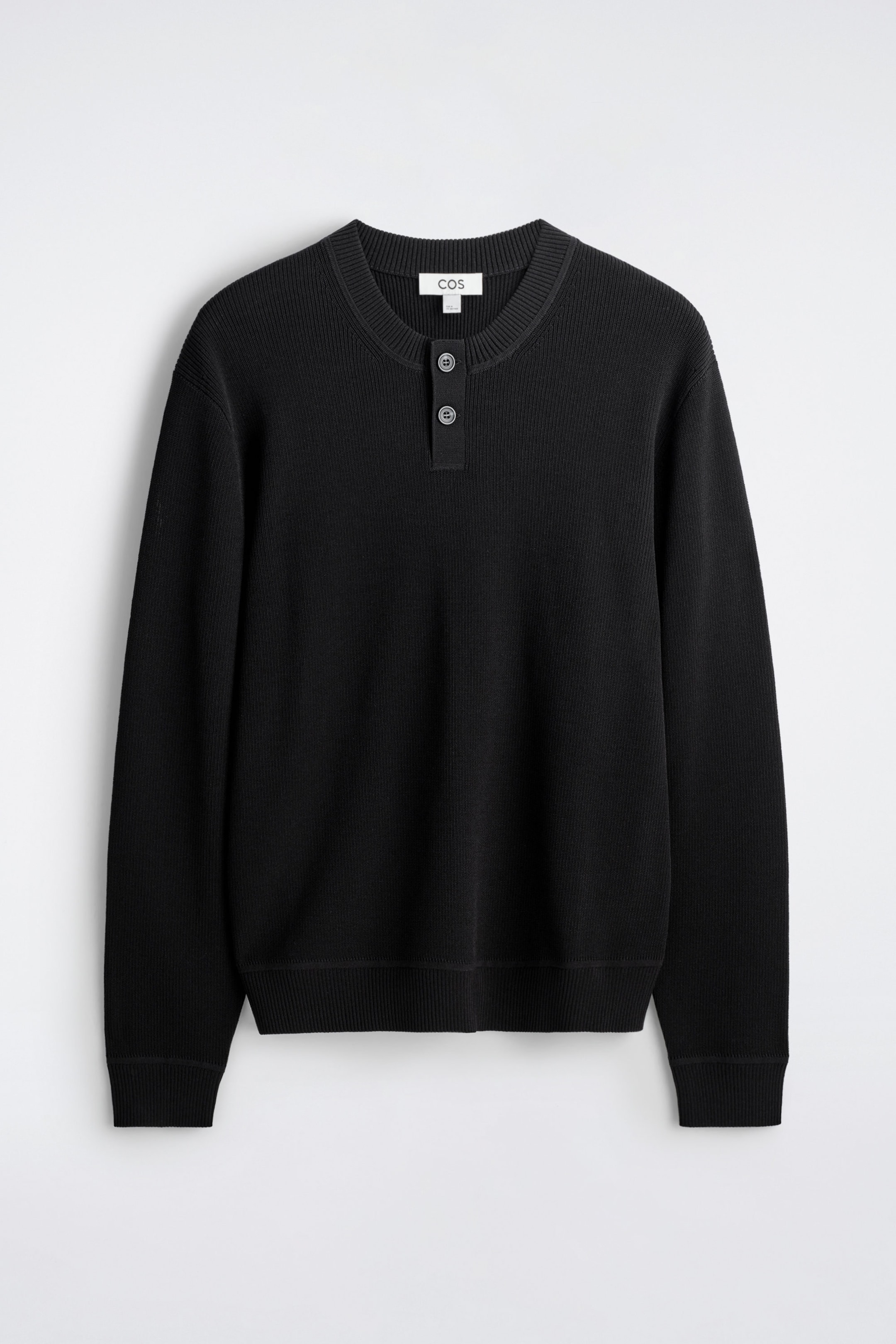 KNITTED COTTON HENLEY JUMPER