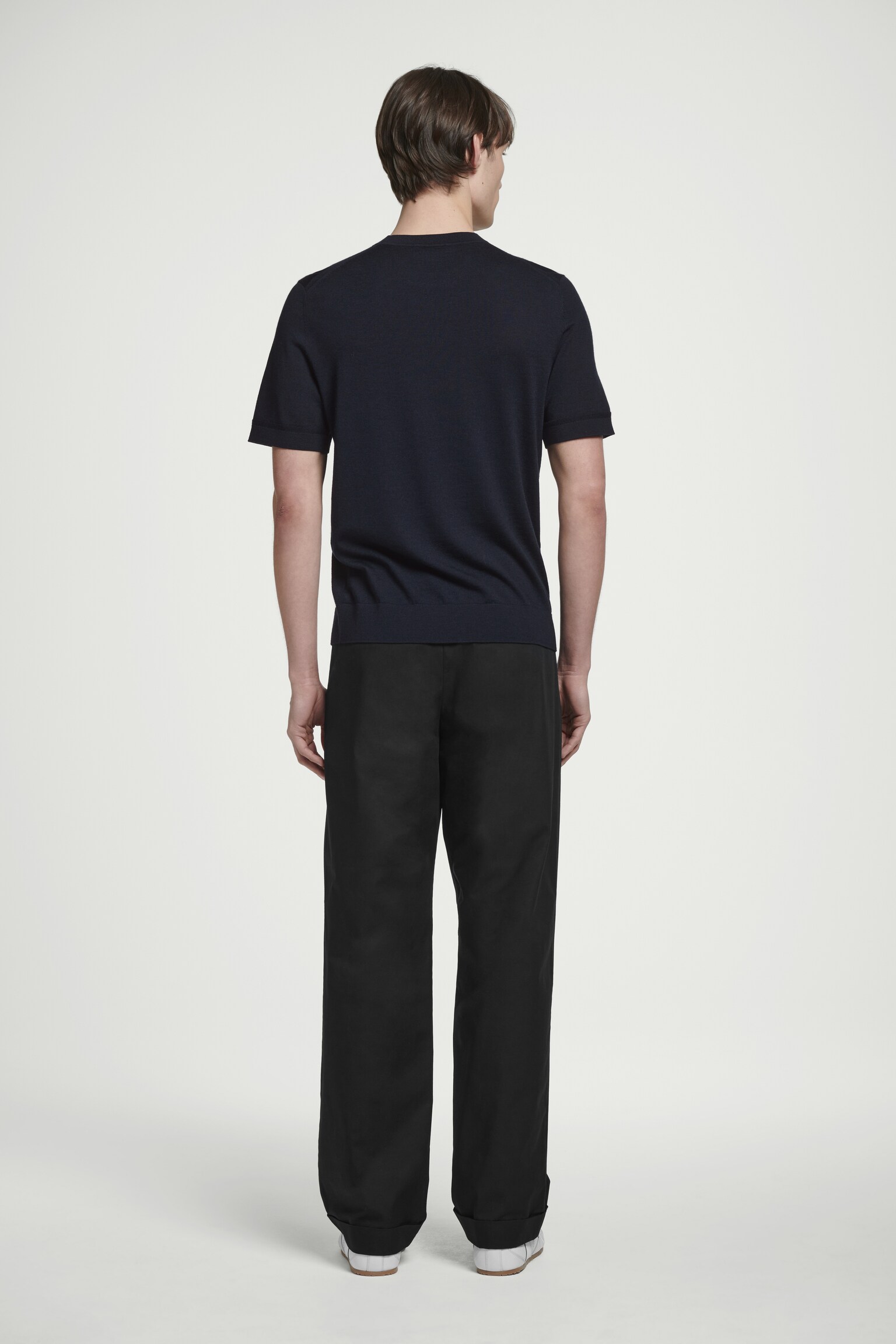 T-SHIRT SLIM EN MAILLE DE LAINE MÉRINOS - BLEU MARINE/GRIS CHINÉ - 5