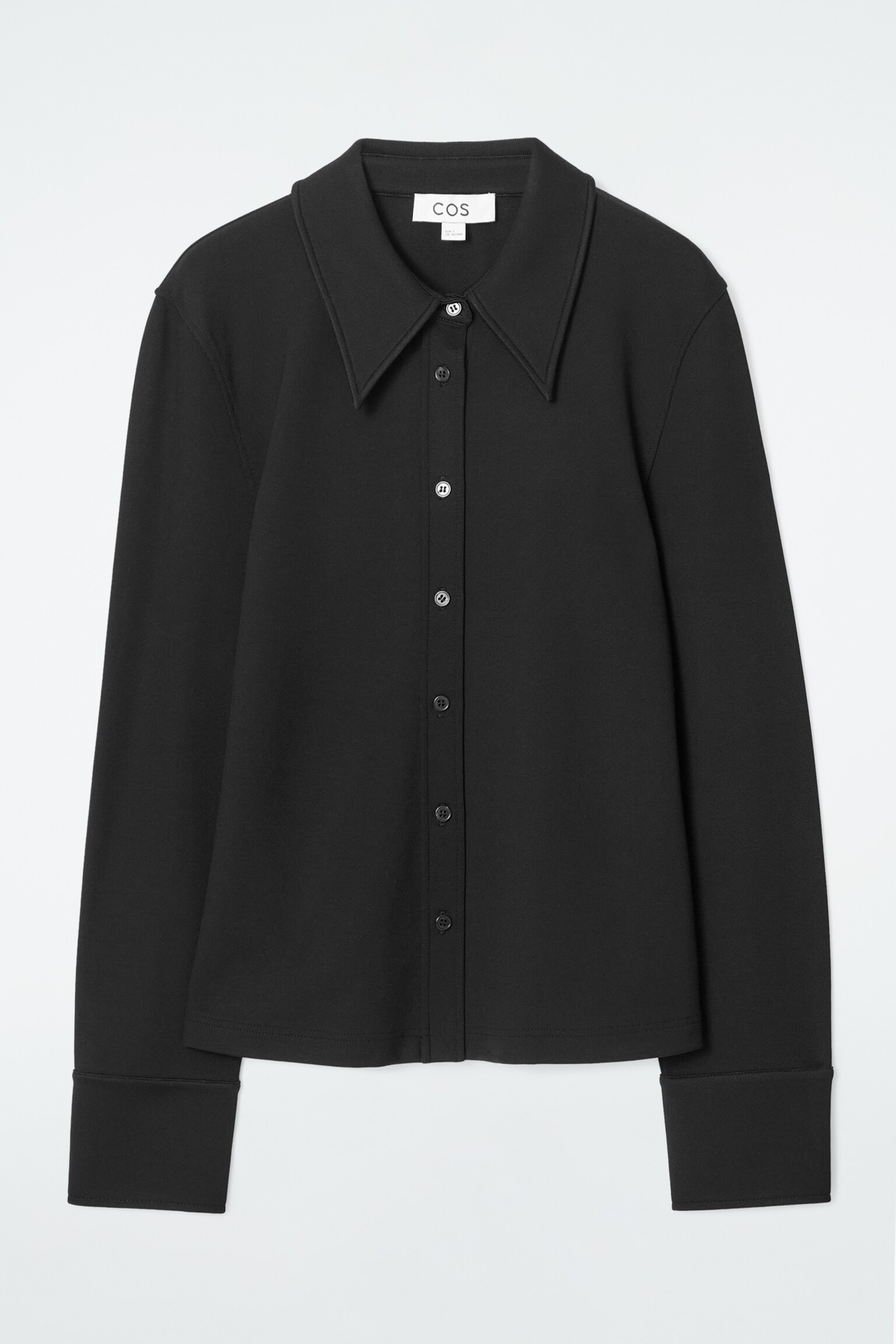 CHEMISE SLIM À COL EXAGÉRÉ EN JERSEY - NOIR