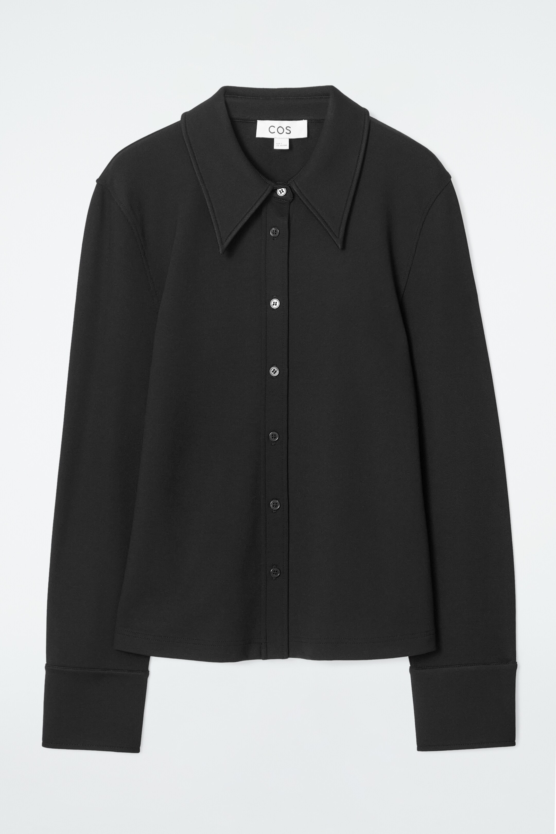 View larger image: SLIM EXAGGERATED-COLLAR JERSEY SHIRT - BLACK - Ladies | H&M GB 1