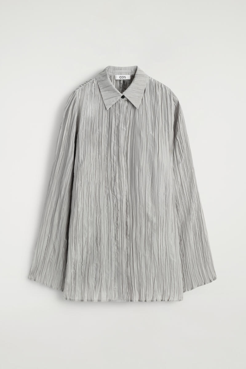 Rounded Textured-Silk Shirt