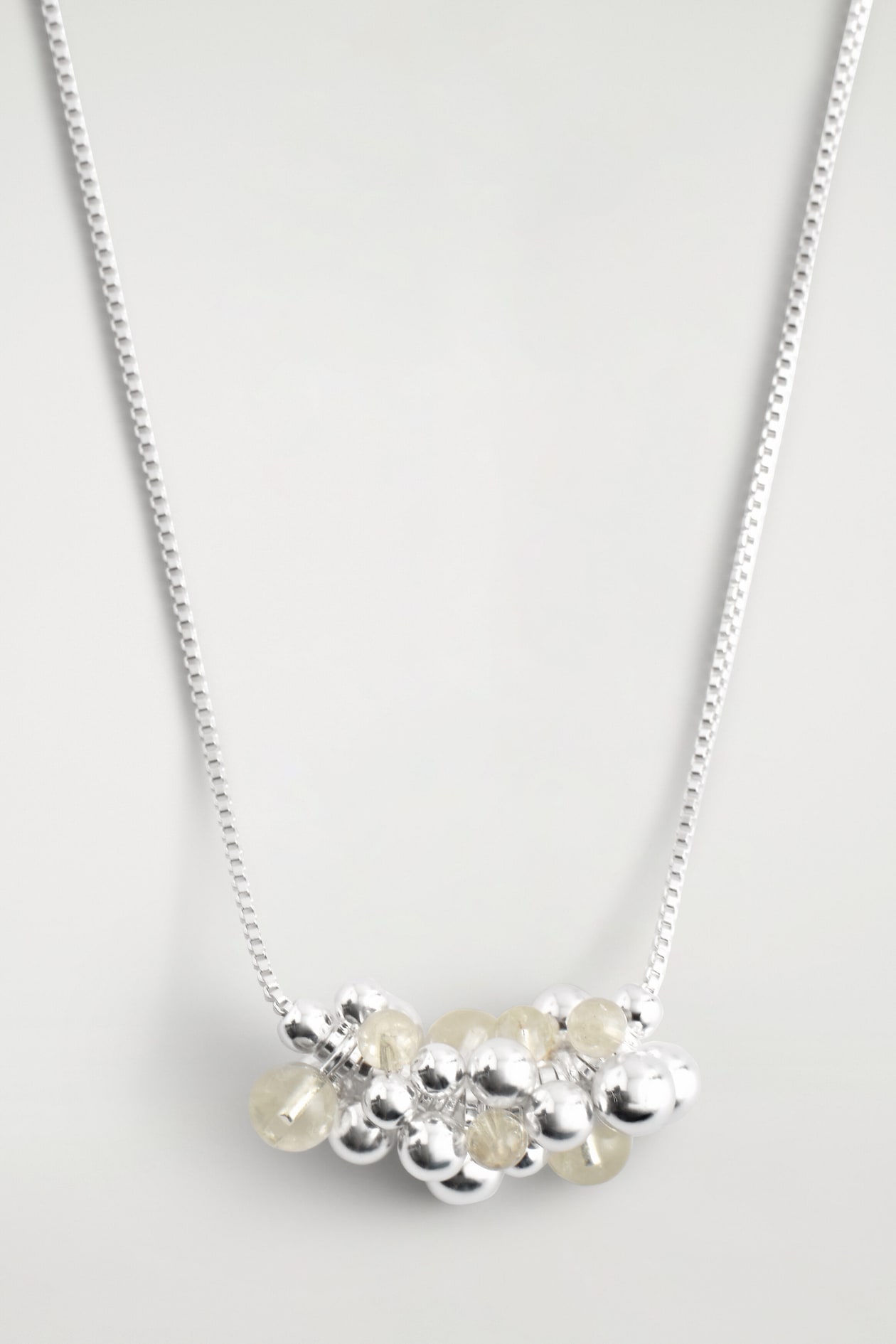 CLUSTERED BEADED NECKLACE — SILVER