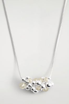 CLUSTERED BEADED NECKLACE — SILVER 2
