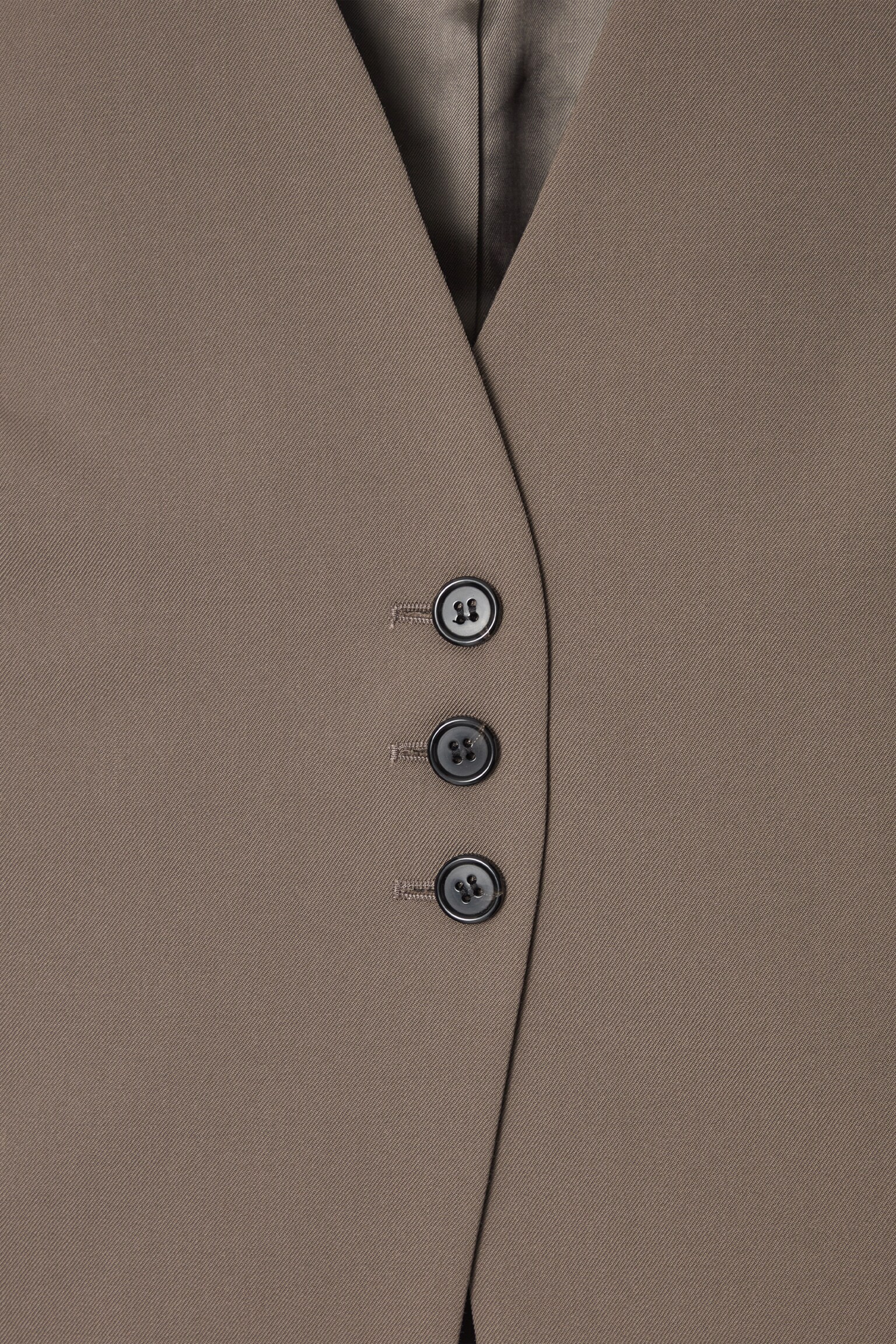 LONGLINE TAILORED TWILL WAISTCOAT - MOLE/GREY - 2