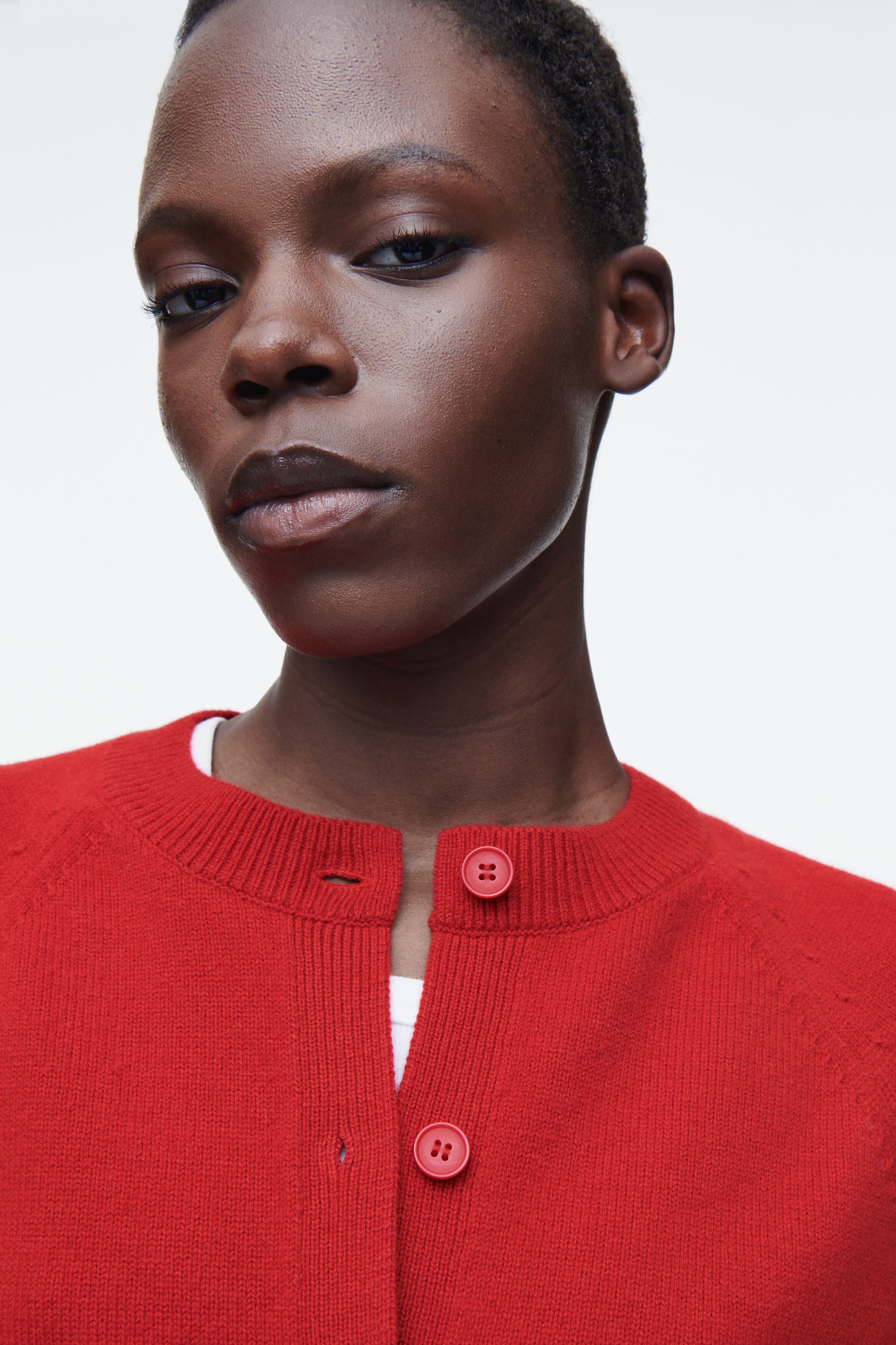 CROPPED WOOL CARDIGAN - RED | COS US