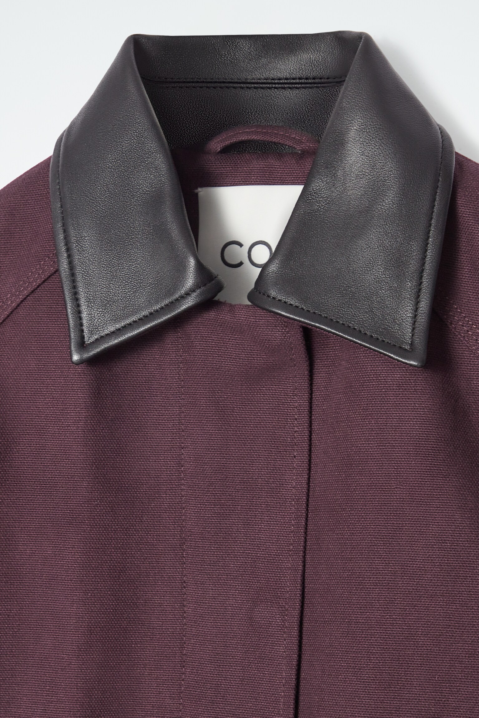 LEATHER-COLLAR FIELD JACKET - BORDEAUX/CAMEL - 2