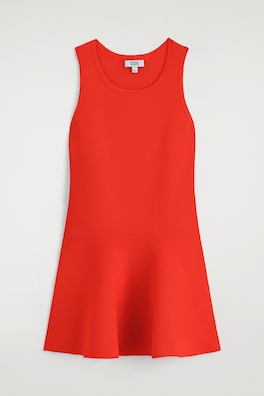FLARED KNITTED MINI DRESS — ORANGE 7