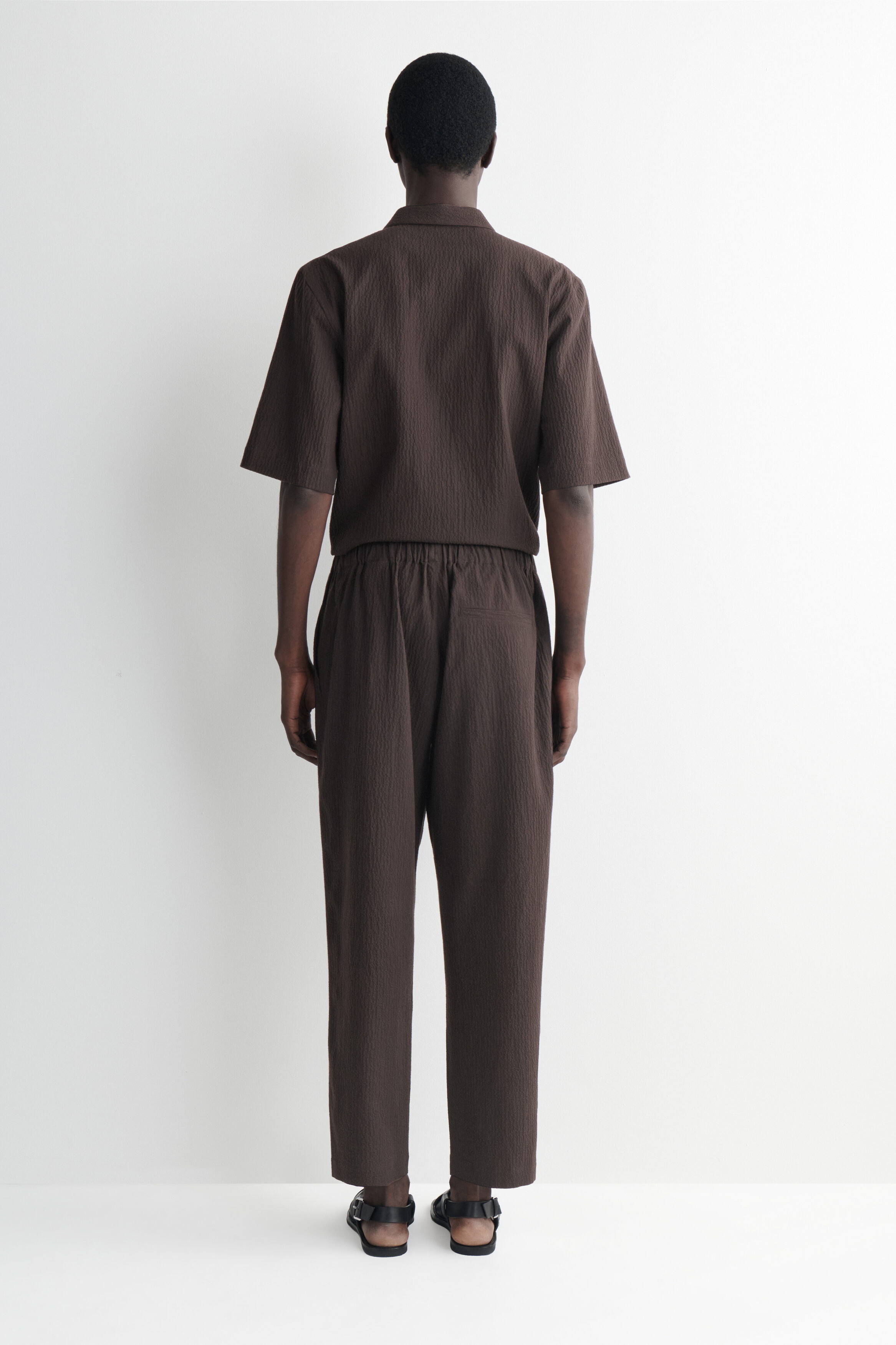 SEERSUCKER REGULAR-FIT TAPERED PANTS - thumbnail 4