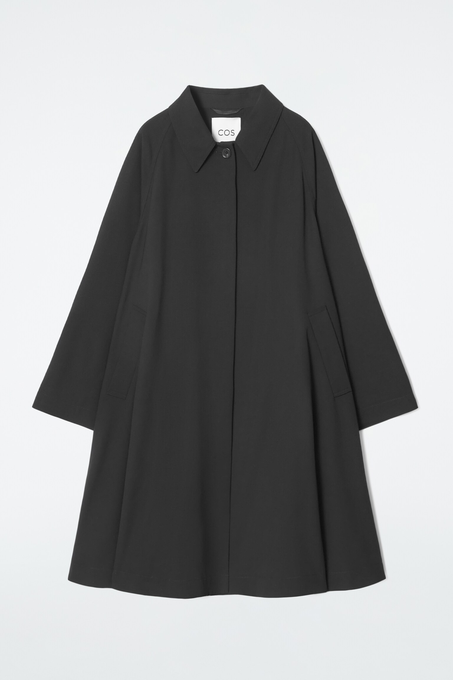 VOLUMINOUS SWING TRENCH COAT - BLACK