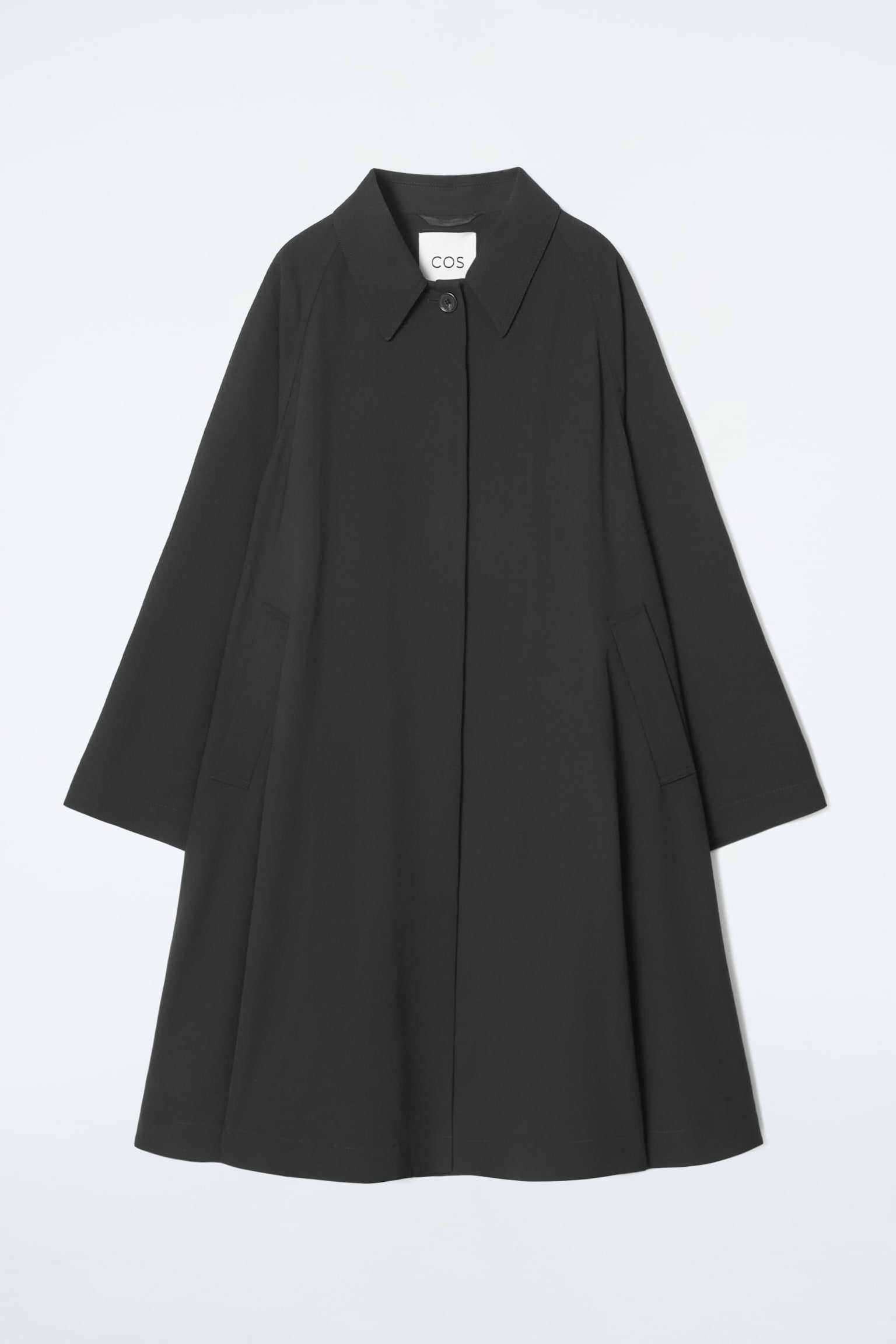 VOLUMINOUS SWING TRENCH COAT - BLACK