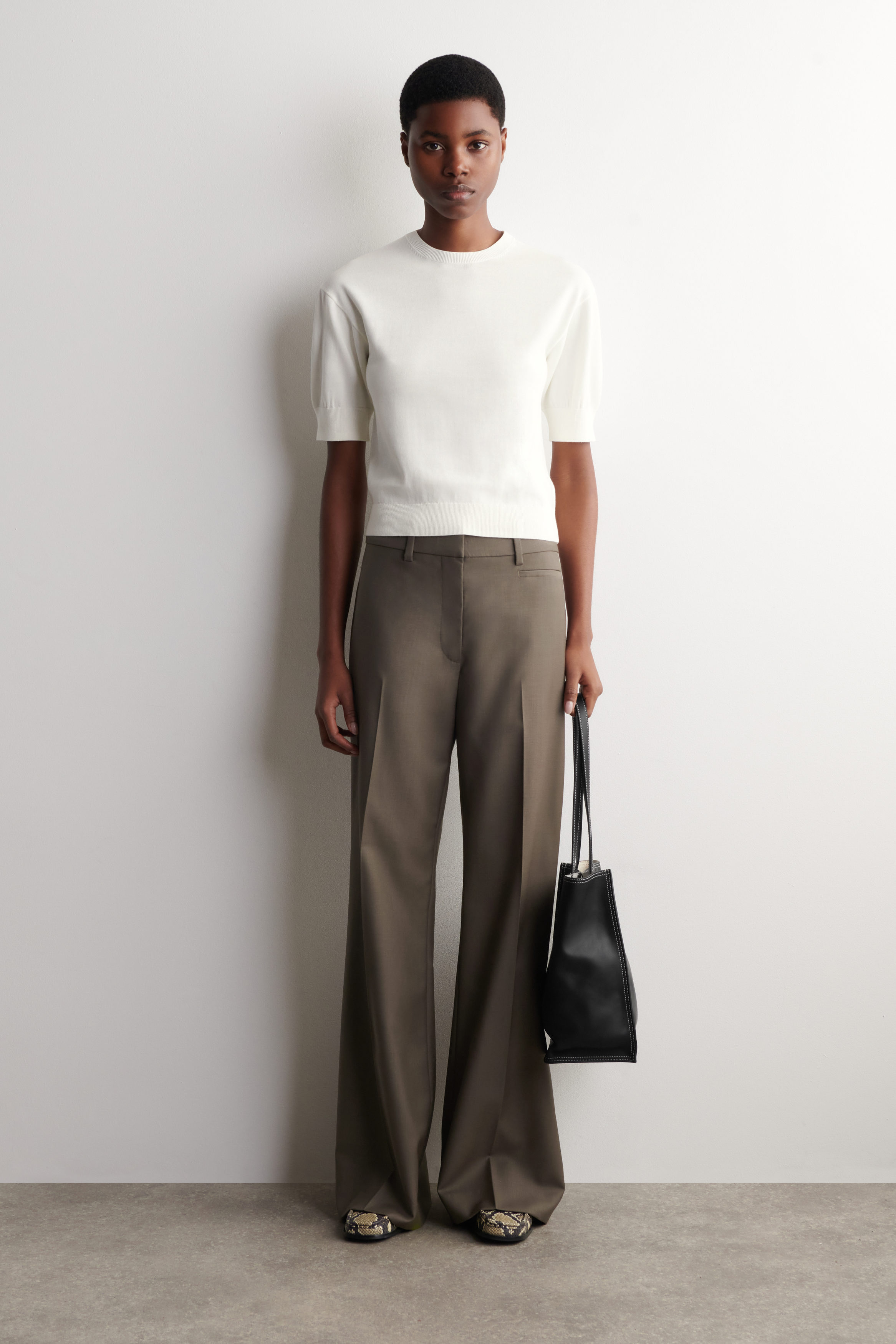 KNITTED COTTON T-SHIRT - OFF-WHITE | COS US