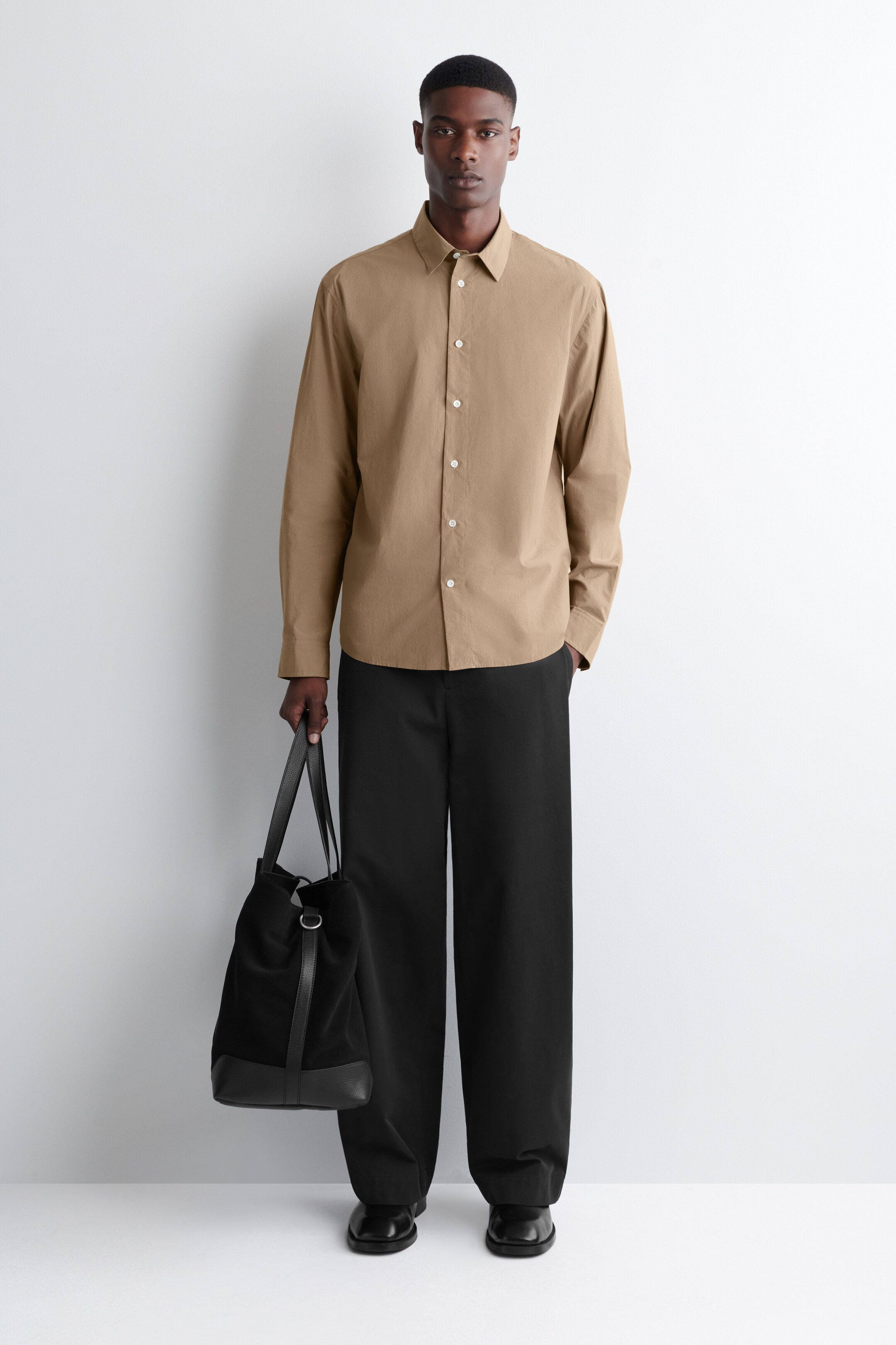 View larger image: RELAXED PIMA COTTON-POPLIN SHIRT - BEIGE - Men | H&M GB 2