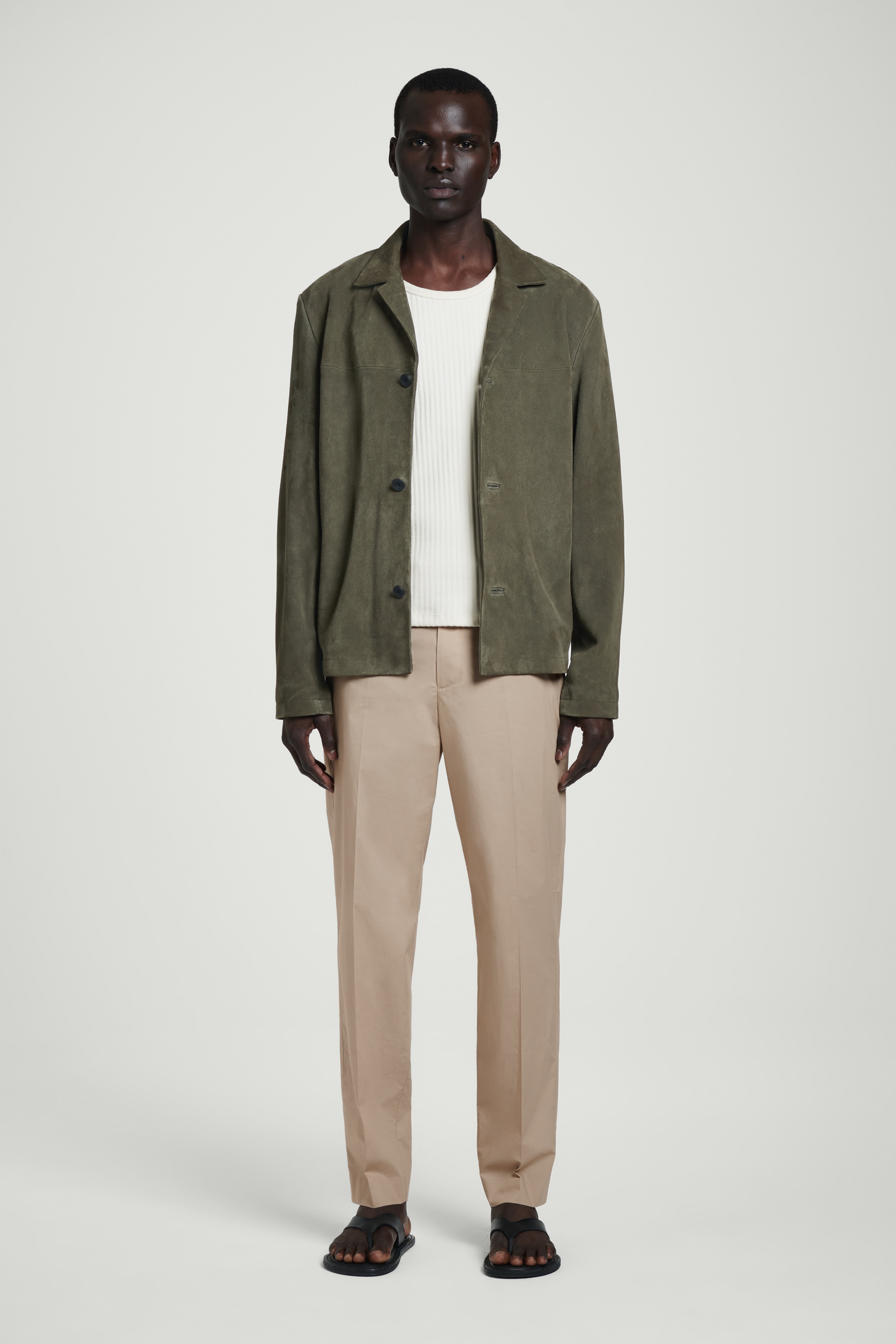 BAVLNĚNÉ KALHOTY S PŘÍMÝM STŘIHEM - BÉŽOVÝ/ČERNÁ