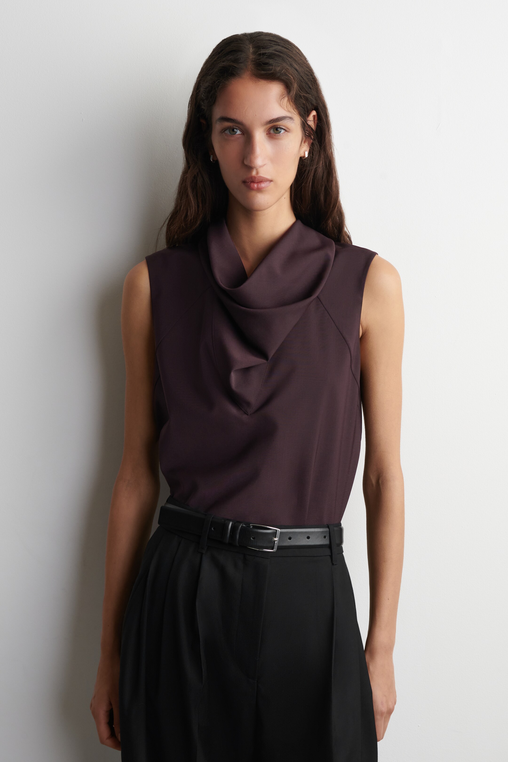 View larger image: FLUID FUNNEL-NECK SCARF BLOUSE - BURGUNDY - Ladies | H&M GB 1